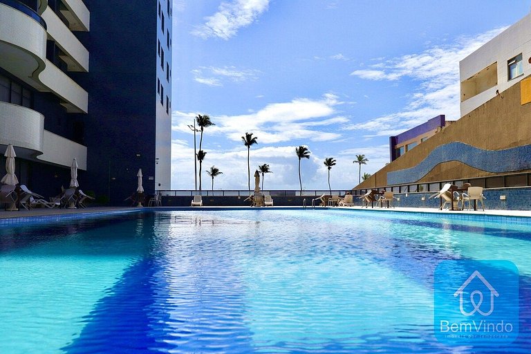 Apartamento com linda vista mar no Bahia Suites