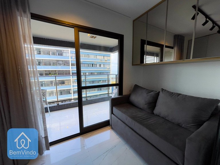 Apartamento com linda vista mar no Smart Barra 2