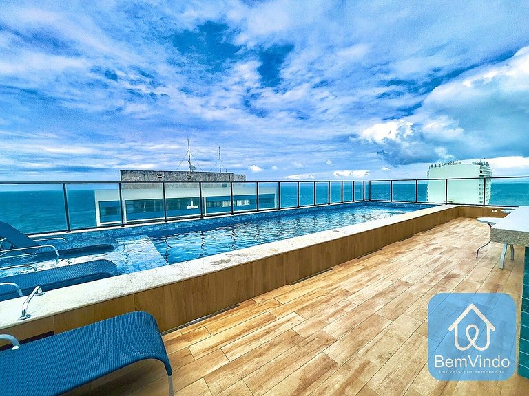 Apartamento com linda vista mar no Smart Barra 2