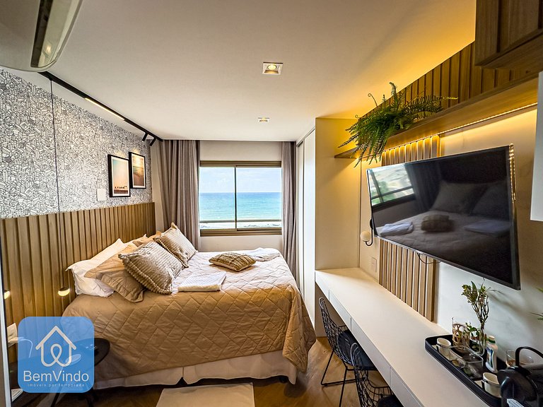 Studio Lindo e Finamente Decorado com Vista Mar