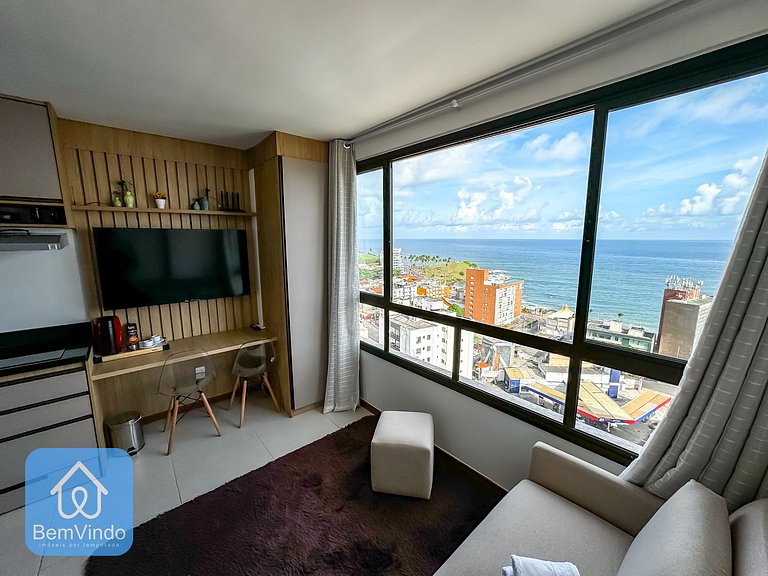 Studio Vista Mar Exclusivo no Barra Premium