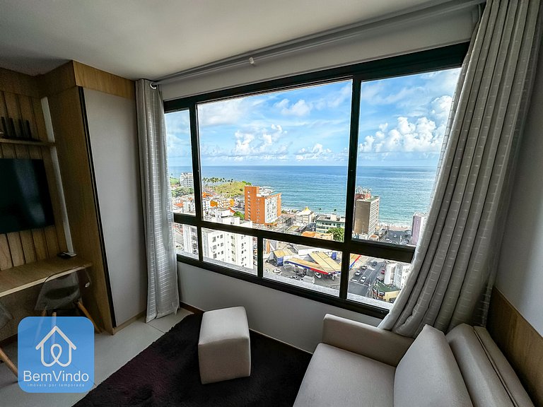 Studio Vista Mar Exclusivo no Barra Premium