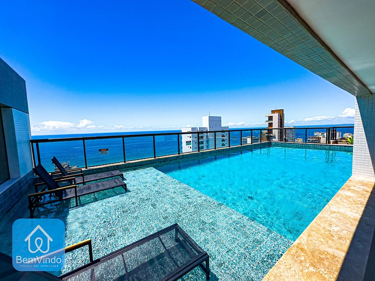 Studio Vista Mar Exclusivo no Barra Premium