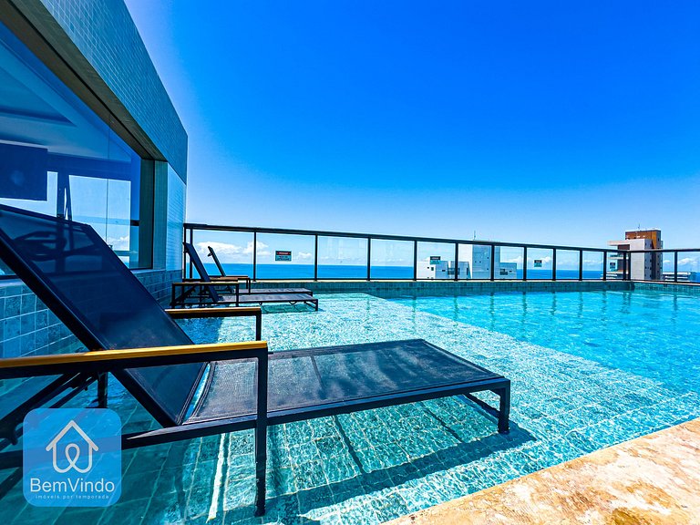 Studio Vista Mar Exclusivo no Barra Premium