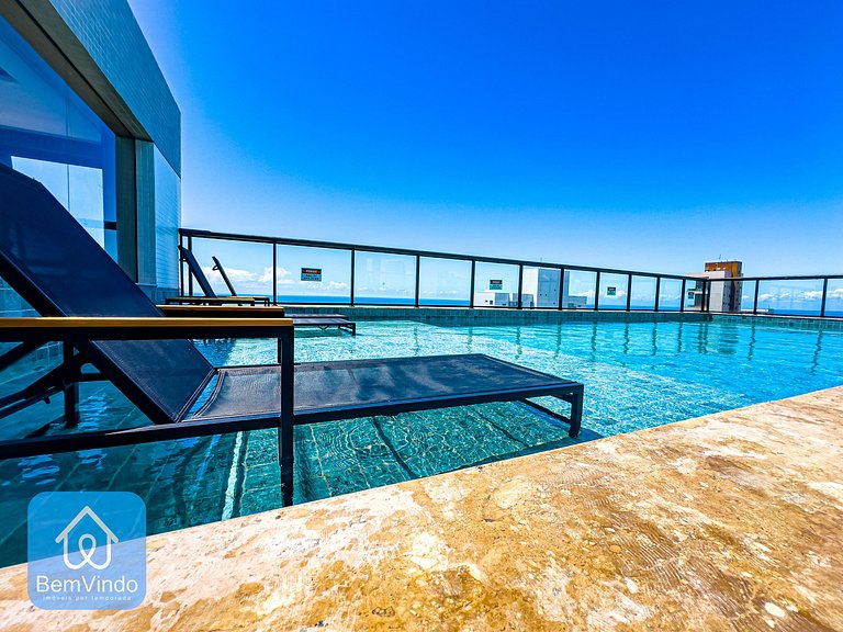 Studio Vista Mar Exclusivo no Barra Premium