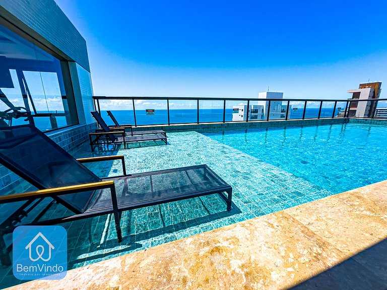 Studio Vista Mar Exclusivo no Barra Premium