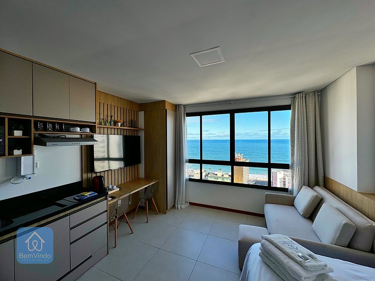 Studio Vista Mar Exclusivo no Barra Premium