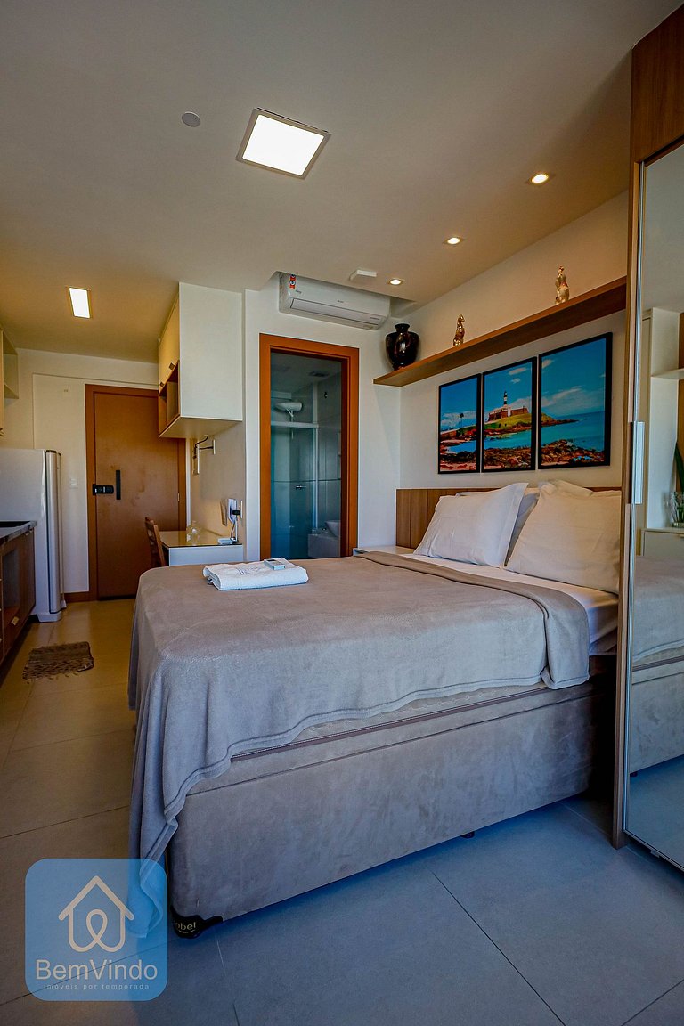 Estúdio Completo no ZN Barra com Vista Panorâmica