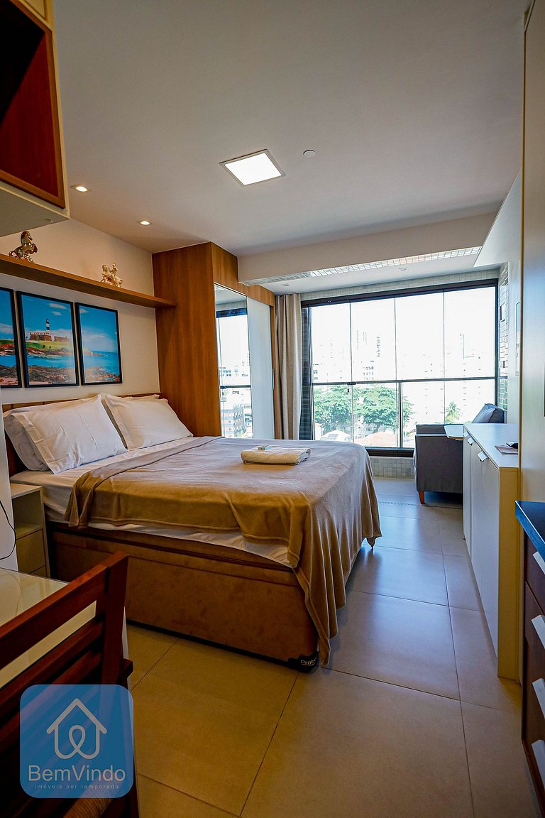 Estúdio Completo no ZN Barra com Vista Panorâmica