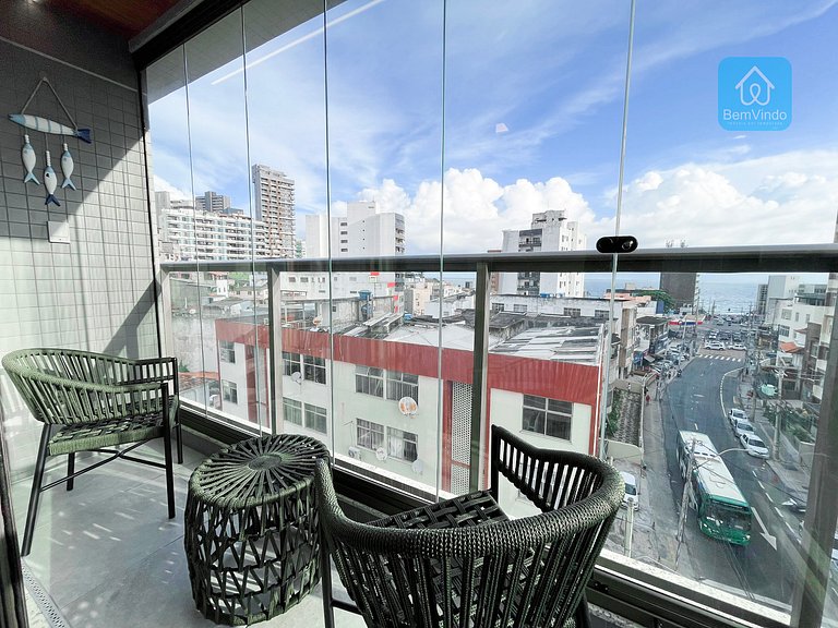 Apartamento Completo com Varanda Na Barra